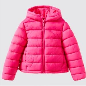 Zara Lightweight Jacket Hood Bright Hot Pink Size 13/14